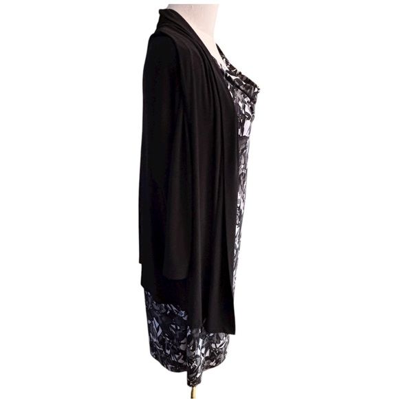 db Established 1962 Dress with Attached Jacket Black Gray & White Floral Stretch - Picture 5 of 12